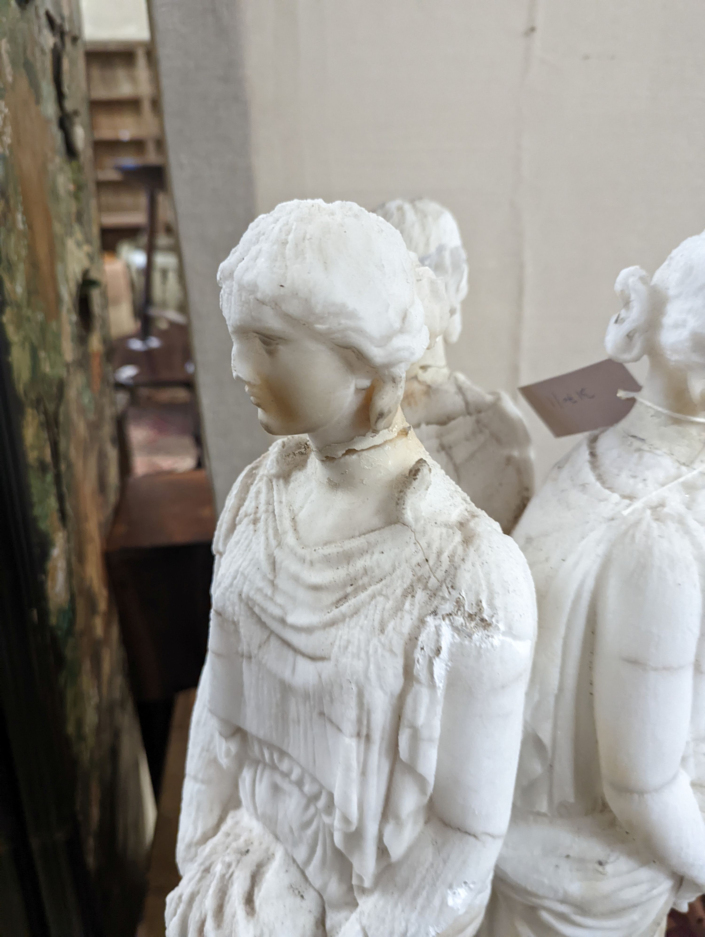 An Italian Alabaster figure of the three graces, 61cm Height